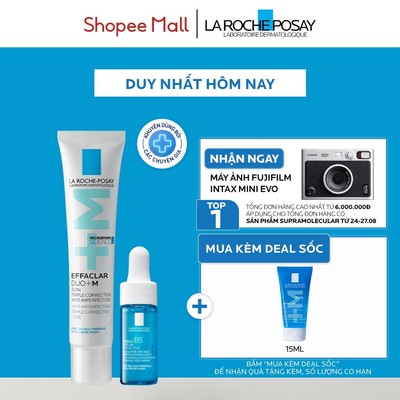[VB HO Hyalu] Bộ sản phẩm dưỡng ẩm và giảm mụn nhanh sau 8H La Roche Posay Effaclar Duo+M 40ml
