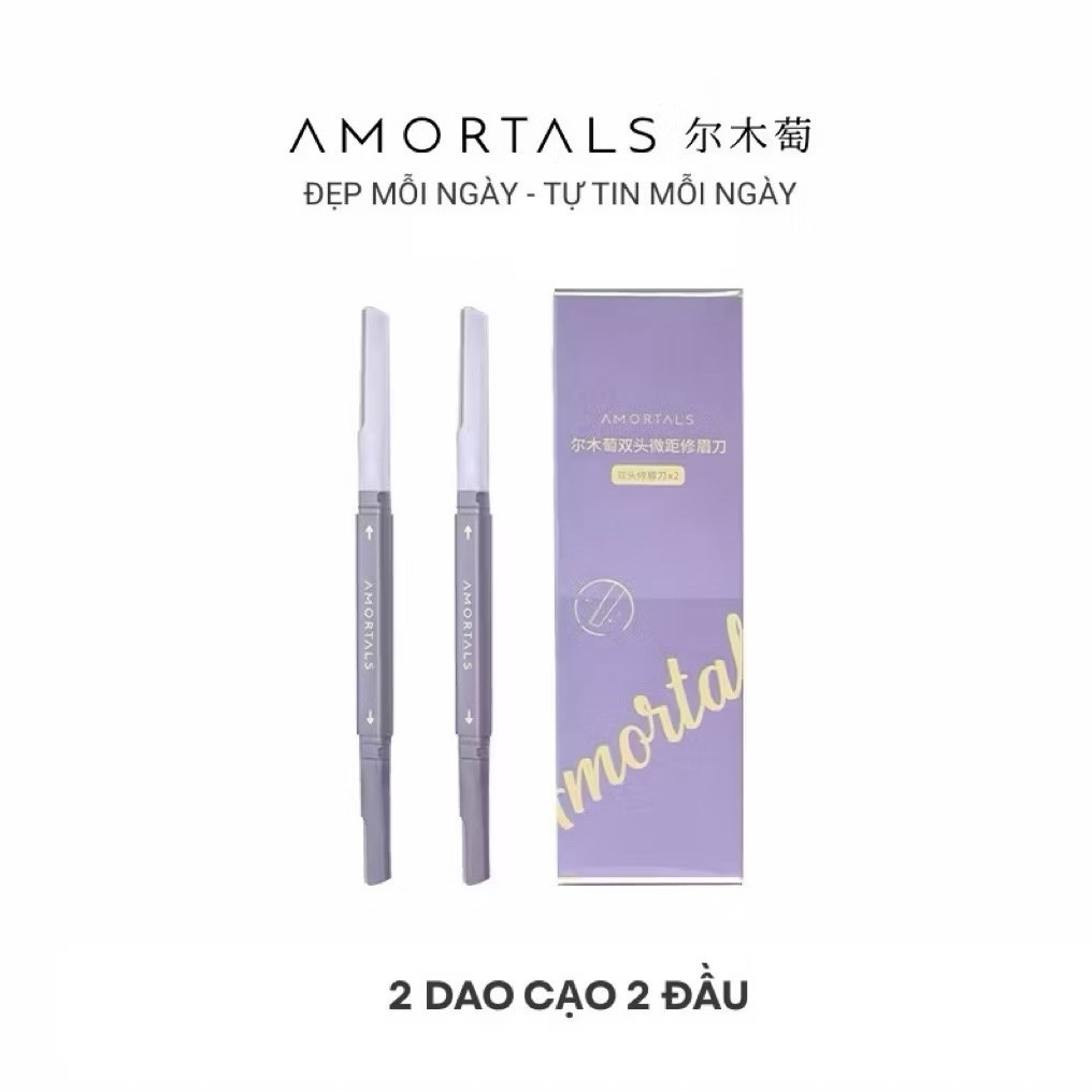 Bộ dao cạo lông mày AMORTALS hai đầu tiện dụng, dao tỉa lông mày cạo râu tiện lợi