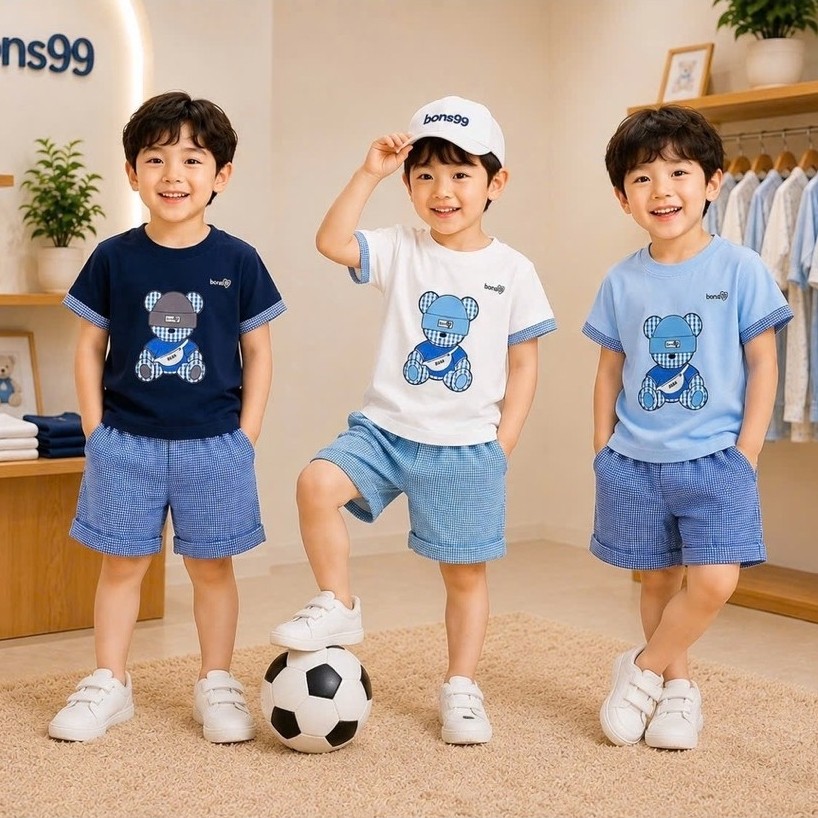 [Bons99 12m-6y] Bộ Cộc Tay Sợi Tre/Modal Mềm Mát Hãng Bons99 Cho Bé 12m-6y