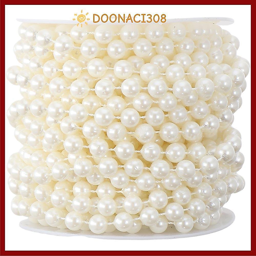 DOONACI308 Dây Ngà, Hạt Giả 8mm 33 Feet, Đồ Thủ Công DIY Ngà Spool Vòng Hoa Đám Cưới