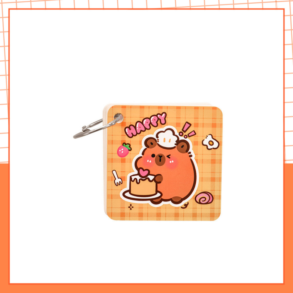 fs Flashcard Trắng 80 Trang Hình Capybara Thẻ Học Từ Vựng Flashcard Tiếng Anh Trung Nhật Hàn, Đồ Dùn