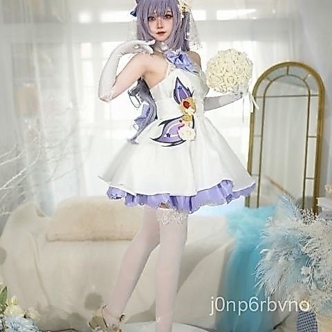 Váy cưới cosplay Keqing Genshin Impact full bộ phụ kiện sang trọng cho nữ anime