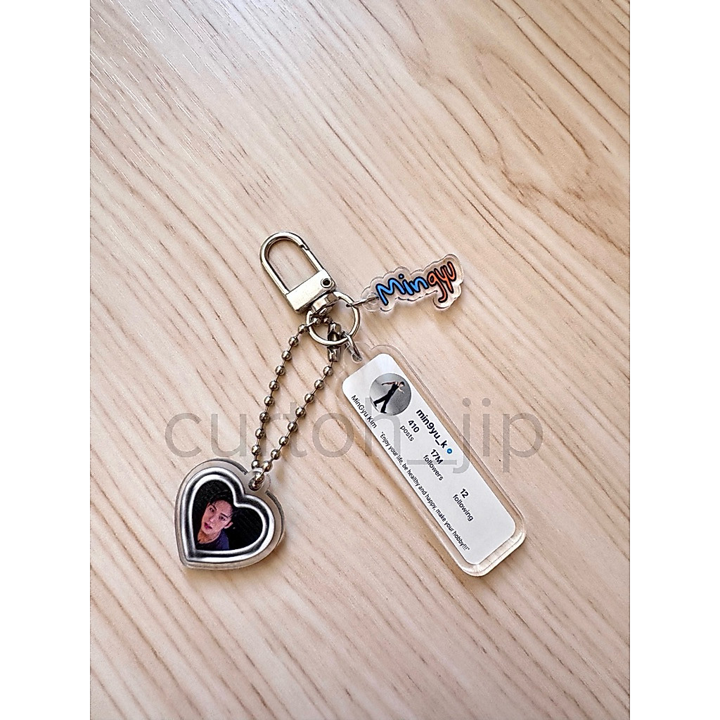 Móc khoá Mingyu Seventeen - Combo keychain IG + nametag + heart ver Mingyu - Curtoh_jip