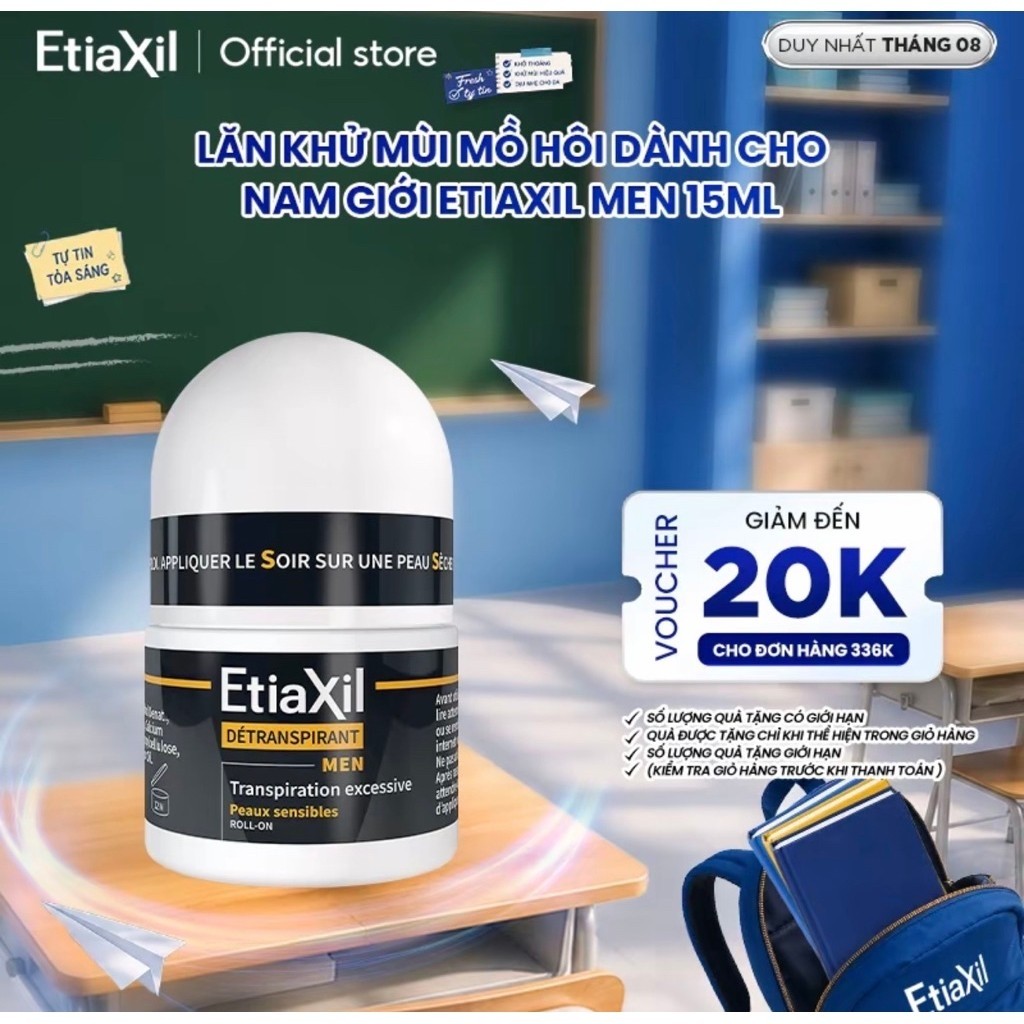 Lăn Khử Mùi Và Ngăn Mồ Hôi Chuyên Sâu Etiaxil Men 15ml