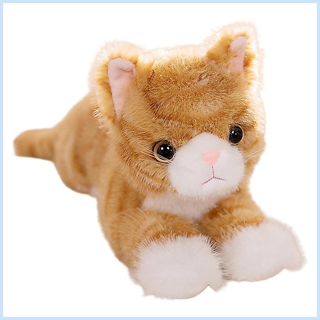 Mèo Con Thú Nhồi Bông Thực Tế Nhồi Bông Mềm Mại Cuddly Trang Trí Giường Fuzzy Mô Phỏng Hình Mèo Fuzz