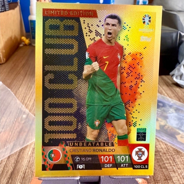 Thẻ Cầu Thủ Bóng Đá Match Attax Euro 2024 Cristiano Ronaldo CR7 100 Club 101 101 Siêu Hiếm VIP PRO (