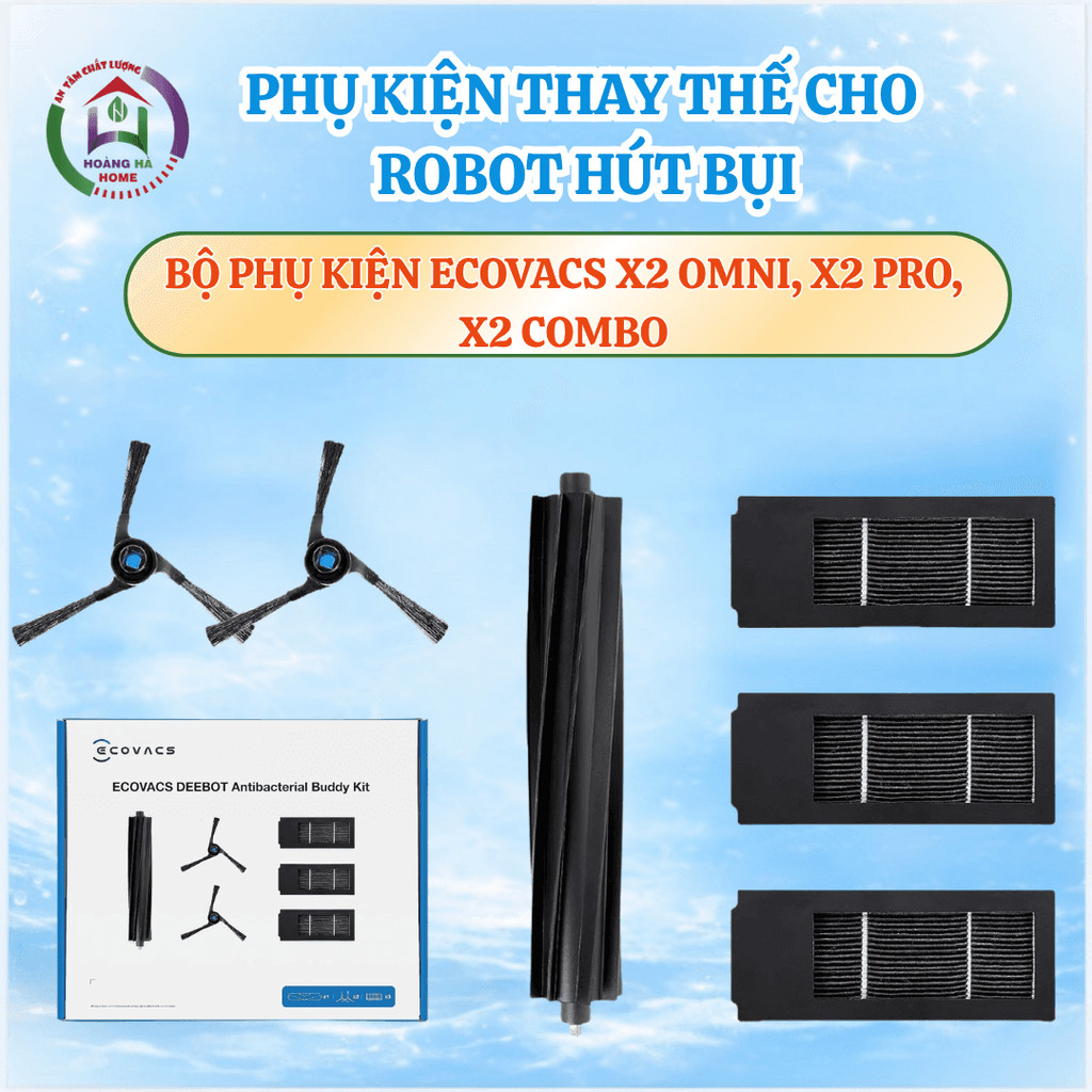 Bộ phụ kiện cho robot Ecovacs X2 omni, X2 pro, X2 combo-Phụ kiện Ecovacs X2