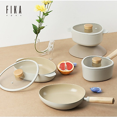 Nồi Chảo Neoflam FIKA Apex Màu Beige Tráng Sứ Chống Dính - Chính Hãng Cobi Home