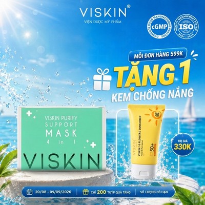 Mặt nạ sủi bọt VISKIN thải độc, hỗ trợ phục hồi da 4 trong 1 - Hộp 50g (25 gói x 2g) [CHÍNH HÃNG]