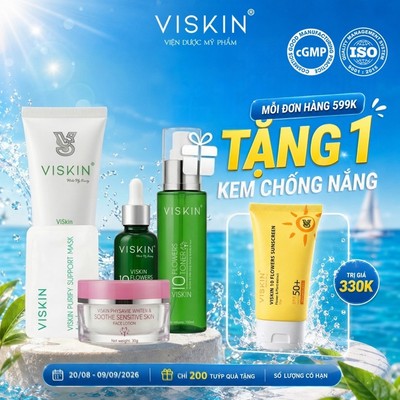 Combo phục hồi da nhiễm Corticoid VISKIN chuẩn da liễu (bộ 5 sản phẩm) [CHÍNH HÃNG]
