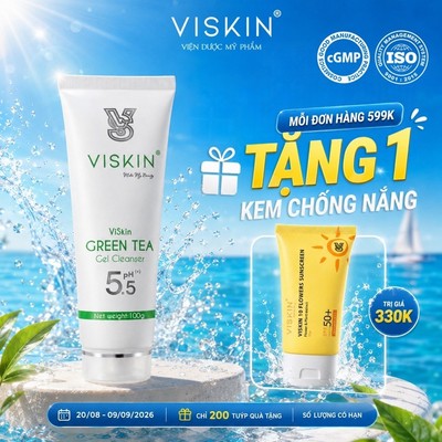 Sữa rửa mặt VISKIN trà xanh không bọt pH 5.5 - 100g [CHÍNH HÃNG]