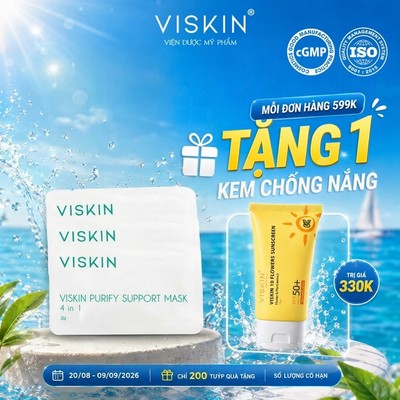 Combo 3 gói Mặt nạ sủi bọt VISKIN thải độc, hỗ trợ phục hồi da 4 trong 1 - 3 gói x 2g [CHÍNH HÃNG]