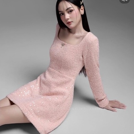 pass váy size S brand jolie loft vải len y hình lấp lánh