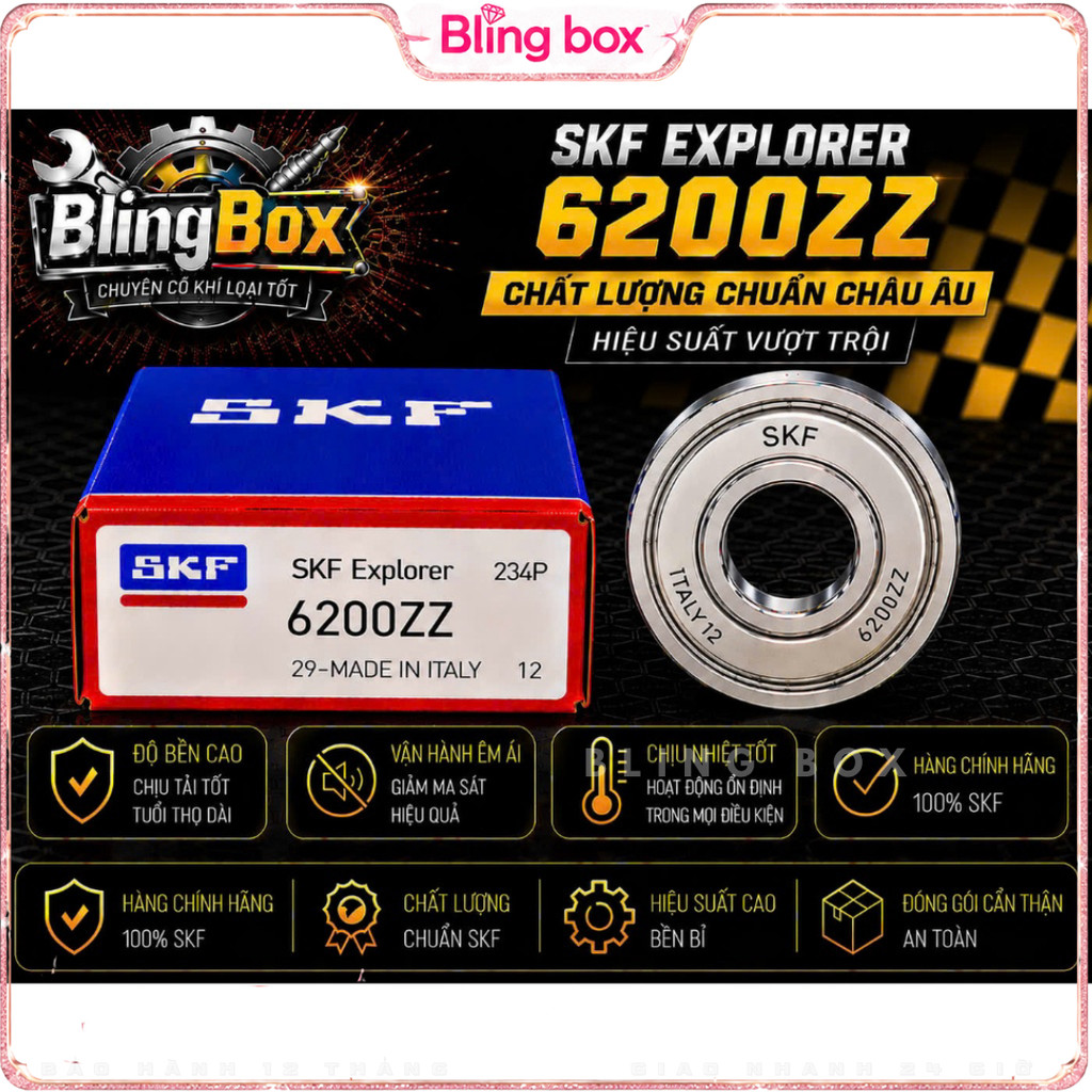 Có xuất Vat - Vòng bi Bạc Đạn SKF 6200 6201 6202 6203 6204 6205 6206 6207 6208 6209 6210 Xịn Thuỵ Đi