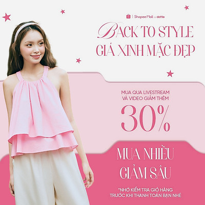 [SUMMER] DOTTIE - Áo yếm xòe 2 tầng - Hồng - T1184