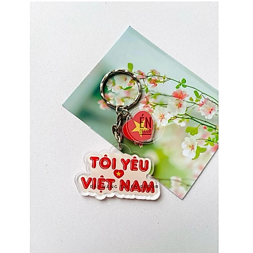 Vietnam Keychain, Love Vietnam Flag Keychain Móc Khóa Dày 4mm, In 2 Mặt