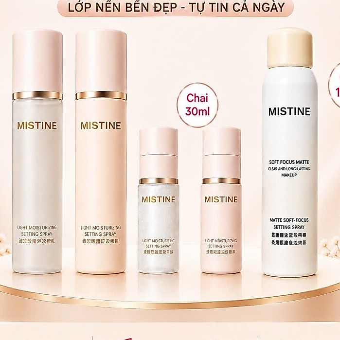 Xịt khoá makeup MISTINE giúp cố định nền trang điểm hiệu quả lì mịn