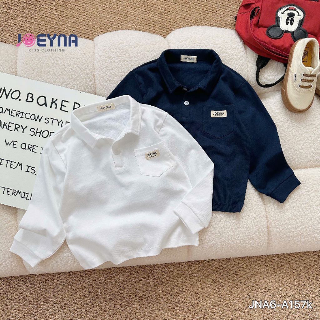 Áo polo cotton dài tay phối túi Joeyna cho bé trai
