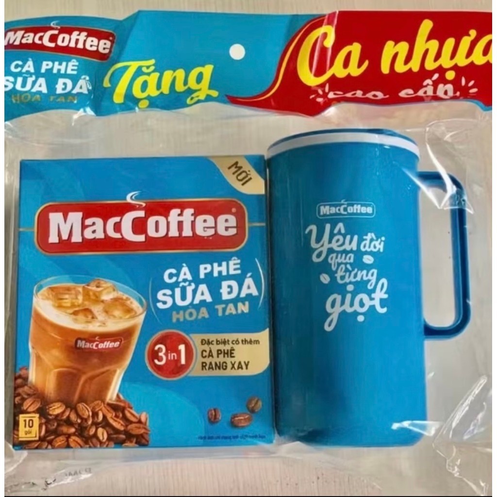 1 Hộp caffe sữa đá MacCoffee tặng 1 ca nhựa cao cap (ca xanh )