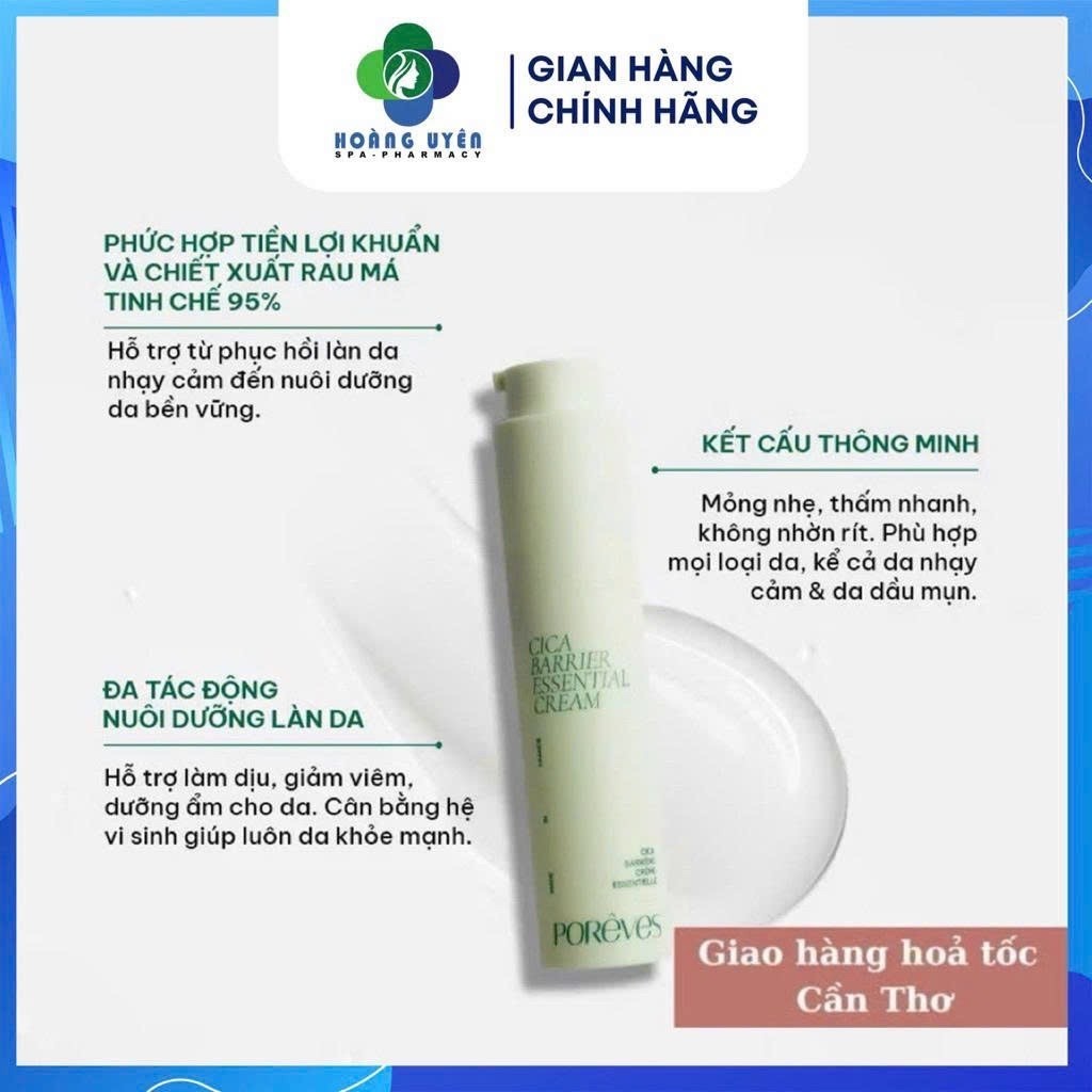 Kem dưỡng Poreves Cica Barrier Essential Cream 50ml