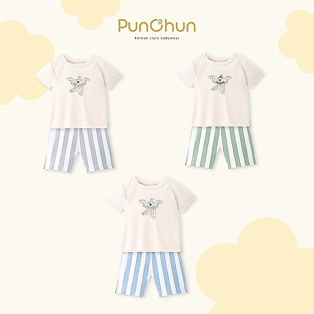 [PUNCHUN 6M-5Y] Bộ cộc cổ tròn Punchun Magic cún cho bé trai