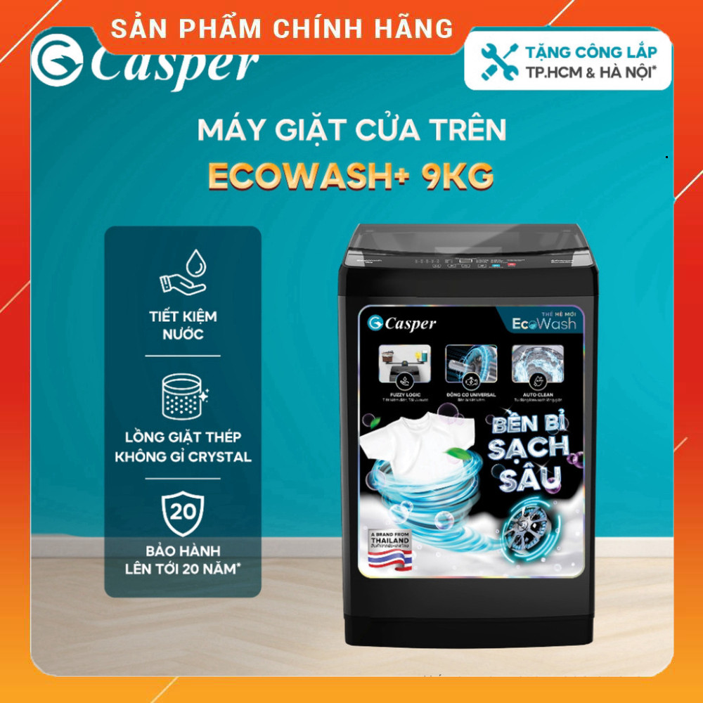 Sale lớn - Máy giặt Casper cửa trên 9KG/10KG đen/ghi - WT-9NB3 | WT-10NB3 | WT-E10NGR21 | WT-E9NGR21