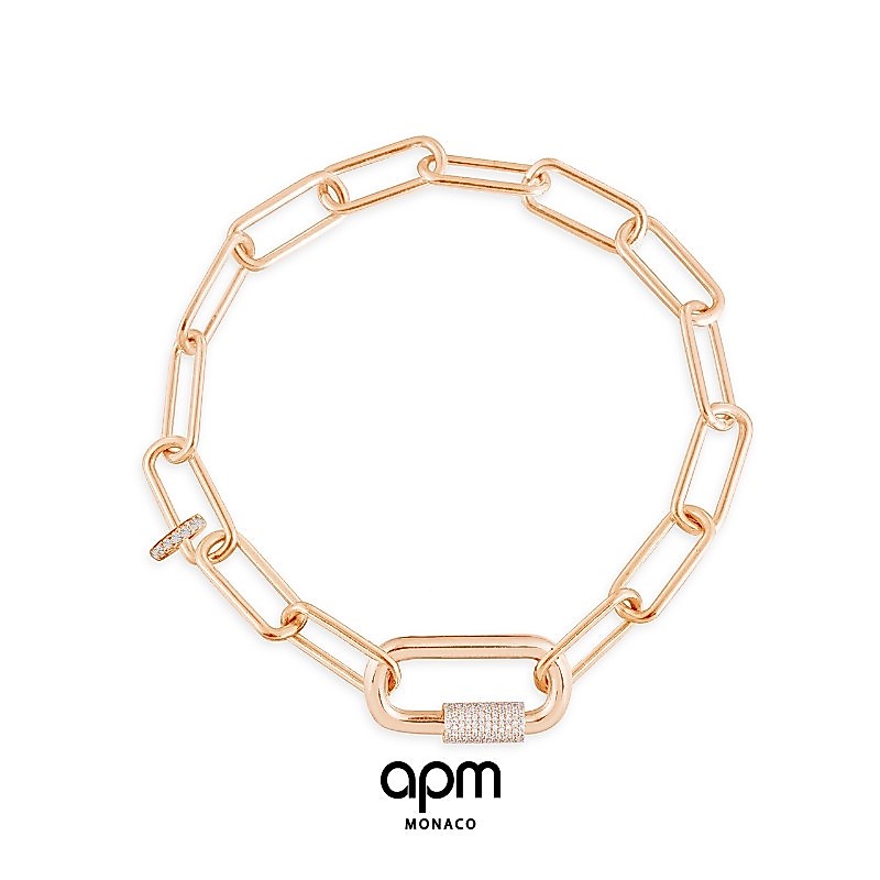 APM Monaco Vòng tay dây chuyền vàng hồng mới Đồ trang trí nữ, Thiết kế sang trọng nhẹ nhàng, Tanabat