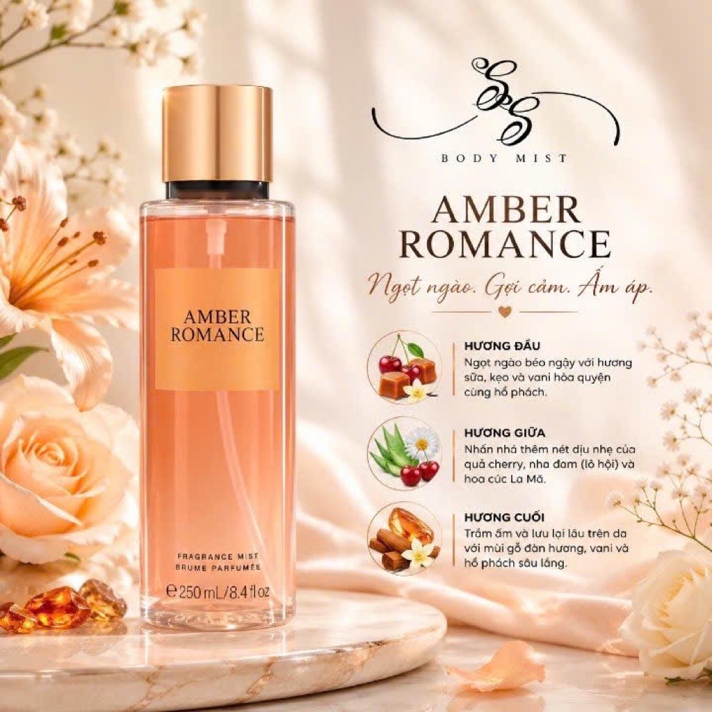 AMBER ROMANCE| AMBER ROMANCE SHIMMER- xịt thơm body