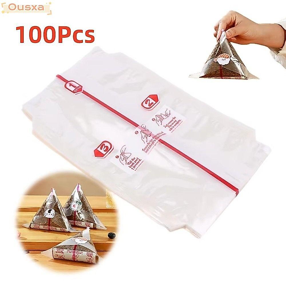 OUSXA 100 Chiếc Túi Đóng Gói Quả Bóng Cơm Tam Giác, PP Dùng Một Lần Nori Rong Biển Onigiri Túi Sushi