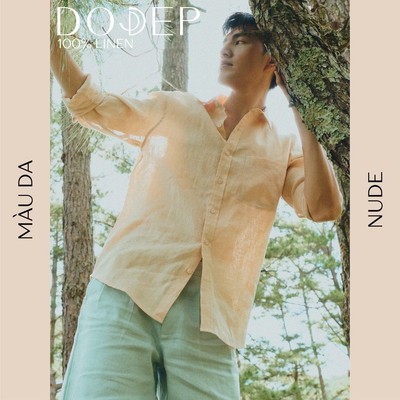 DODEP Áo sơ mi nam linen 100% tay dài