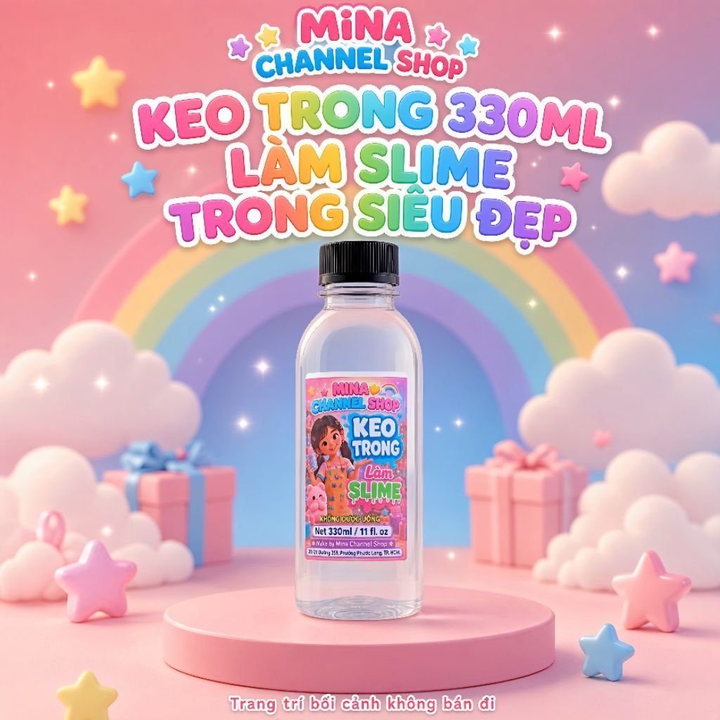 Keo Trong Làm Slime 330ml, Keo Làm Clear Slime Trong Suốt, Nguyên Liệu Làm Slime | Mina Channel Shop