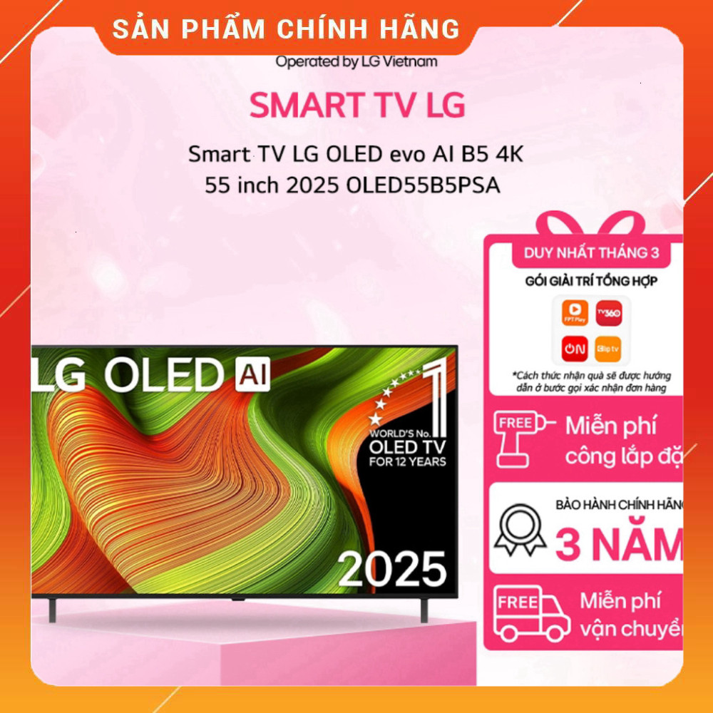 Sale lớn - OLED55B5PSA - Smart TV LG OLED evo AI 4K 55 inch Chính Hãng OLED B5 . Giao nhanh.