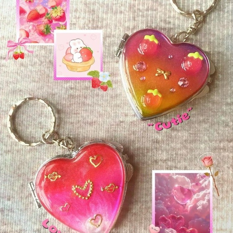 Locket Heart Handmade Xinh Xắn Trang Trí Balo - Latte Resin