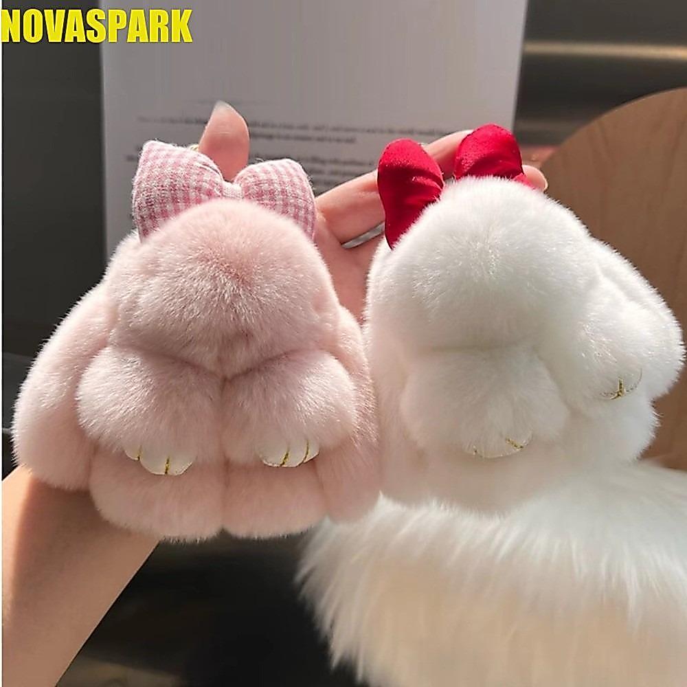 NOVASPARK Thỏ Sang Trọng Móc Khóa, Lông Thỏ Mini Thỏ Sang Trọng Thỏ Móc Khóa, Phụ Kiện Mềm Màu Hồng 