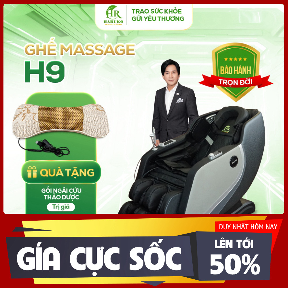 ib shop_ Ghế massage Haruko HR H9, máy massage con lăn 3D điều khiển giọng nói phù hợp người lớn tuổ