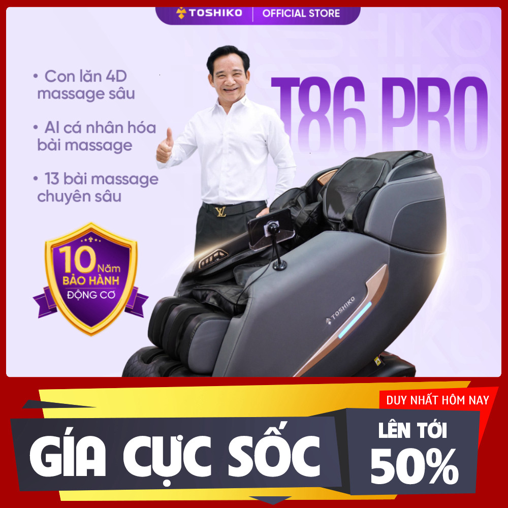 ib shop_ Ghế massage trị liệu toàn thân TOSHIKO T86 Pro công nghệ con lăn 4D giúp thư dãn tại nhà _m