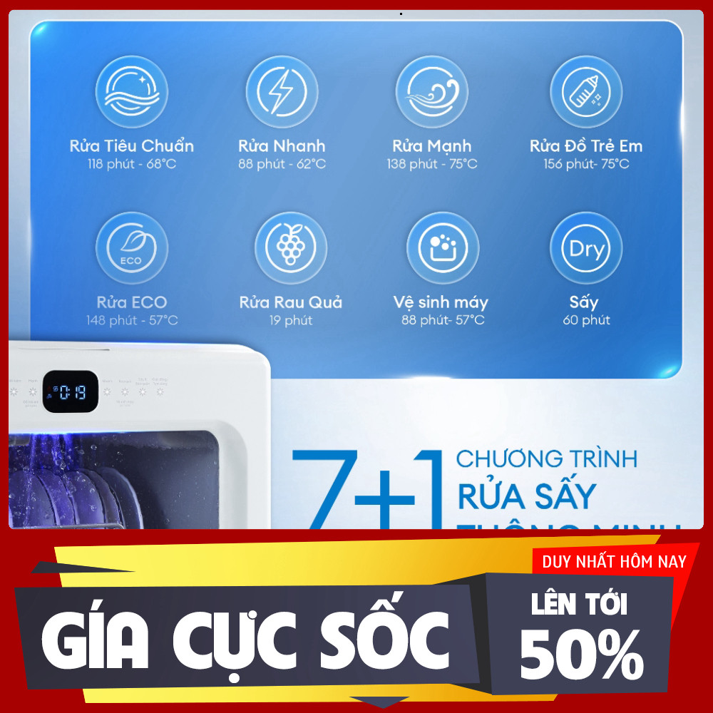 ib shop_ [Mới] Máy Rửa Chén Bát Để Bàn KOCHI C510  6 Bộ  Cửa trong suốt  Rửa Nước Nóng 75°C  Sấy PTC