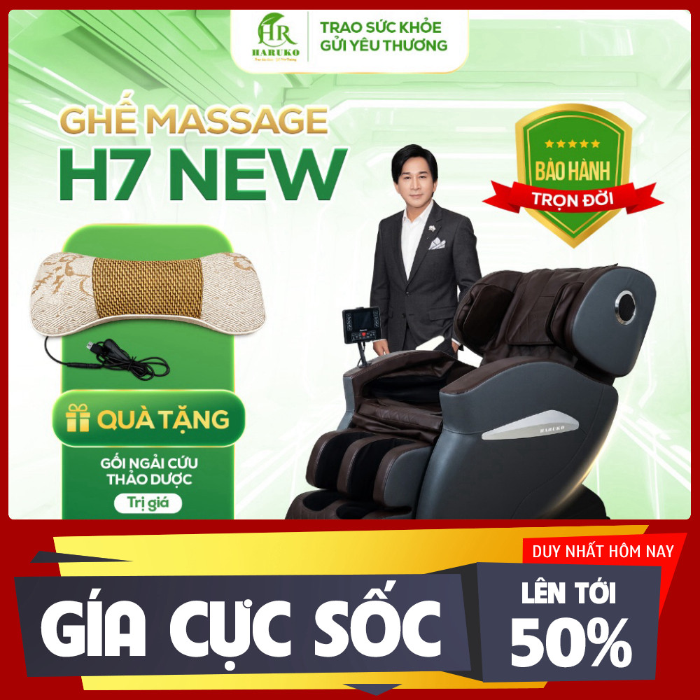 ib shop_ Ghế massage toàn thân HR Haruko H7 New, máy massage con lăn 3D, lắp đặt tại nhà bảo trì trọ