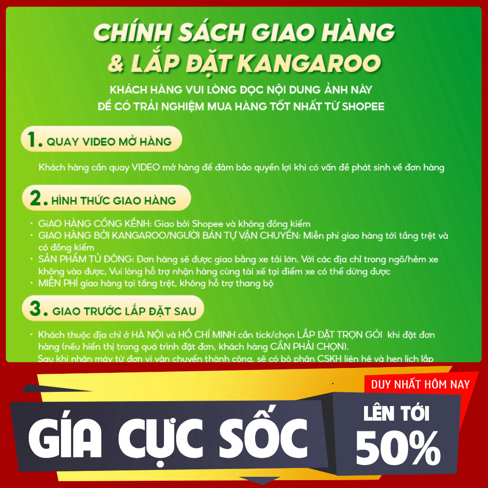 ib shop_ Tủ đông KANGAROO 327L KG498KX2  2 ngăn, 2 cánh màu inox, không kính _mới 100%