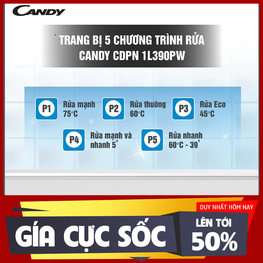 ib shop_ Máy rửa bát 13 bộ Candy CDPN 1L390PW  Bảo hành 2 năm, Hàng chính hãng _mới 100%
