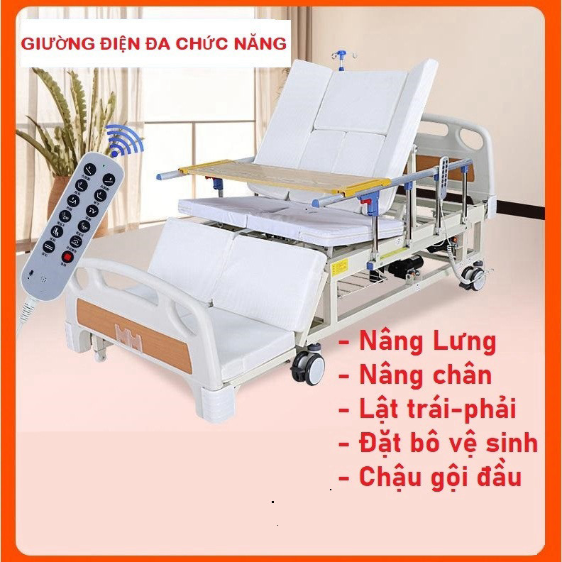 Giường Điện Đa Năng Y Tế Cao Cấp Cho Bệnh Nhân – Nâng Hạ Điện, Lật Trái Phải, Bô Vệ Sinh Tự Động Bằng Điện - TBYT 001