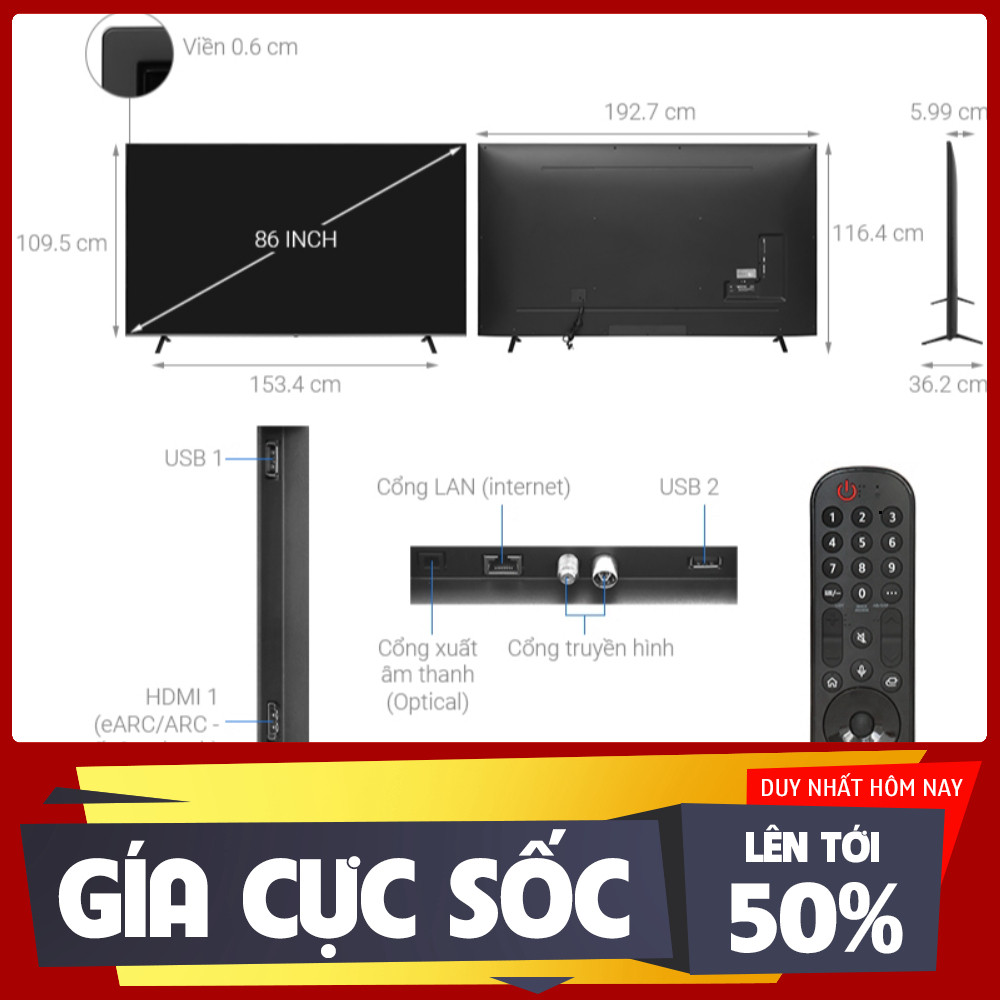 ib shop_ Smart Tivi LG AI 4K 86 inch 86UT8050PSB 2024  Điện Máy Kho Rẻ _mới 100%
