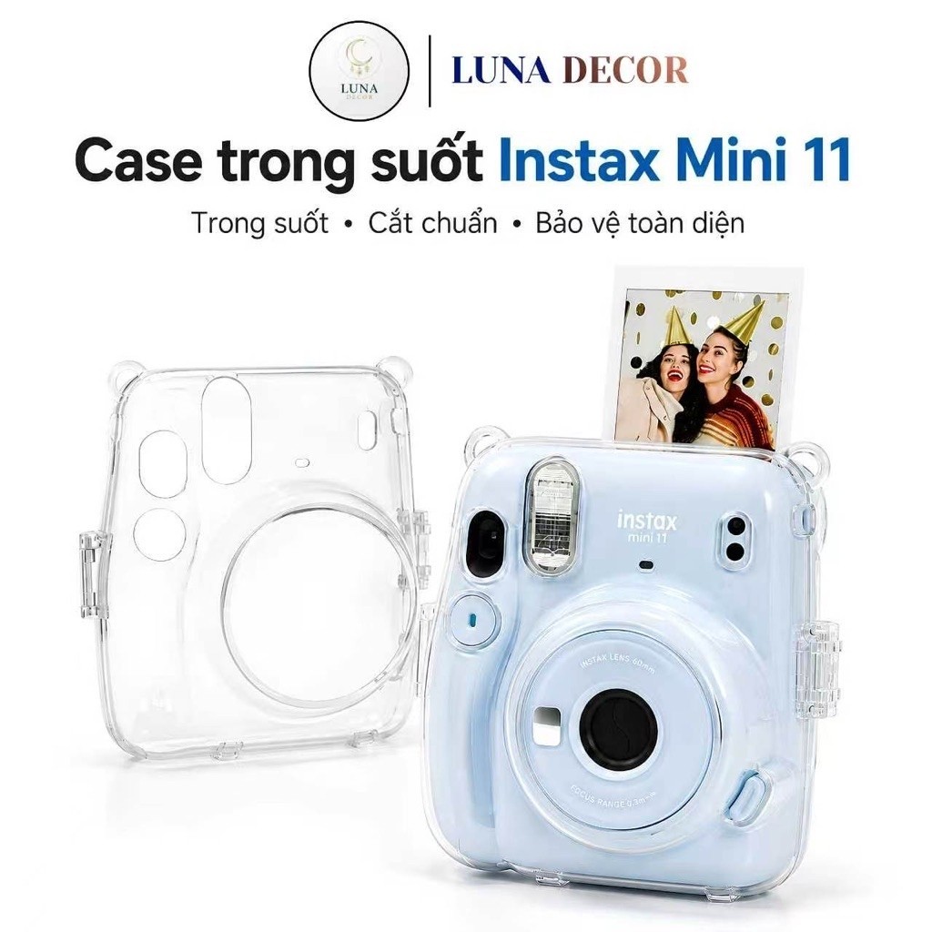 Ốp Instax Mini 11 Trong Suốt, Case Fujifilm Instax Mini 11 Vỏ Cứng Pha Lê, Ốp Bảo Vệ Máy Ảnh