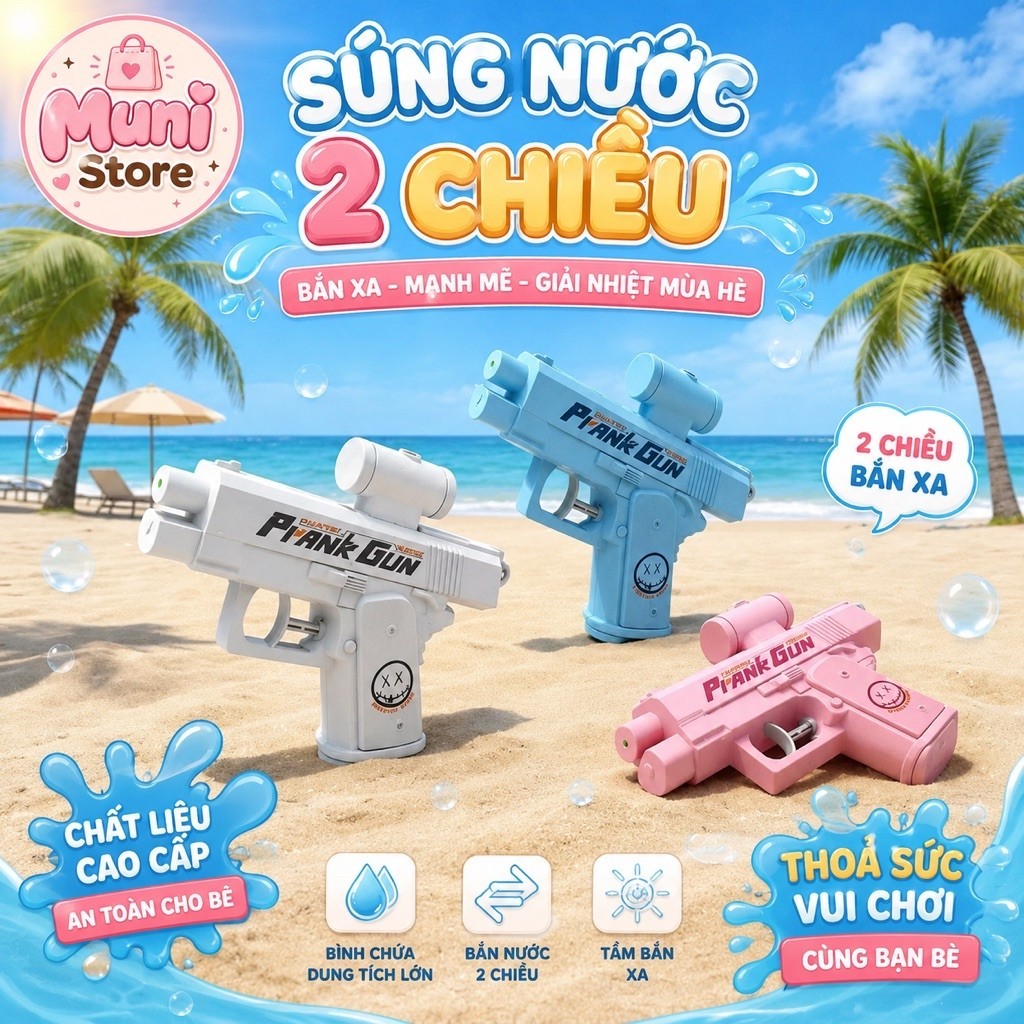 Súng Nước 2 Chiều, Đồ chơi  phun nước hai chiều prank gun,đồ chơi mùa hè troll vui nhộn