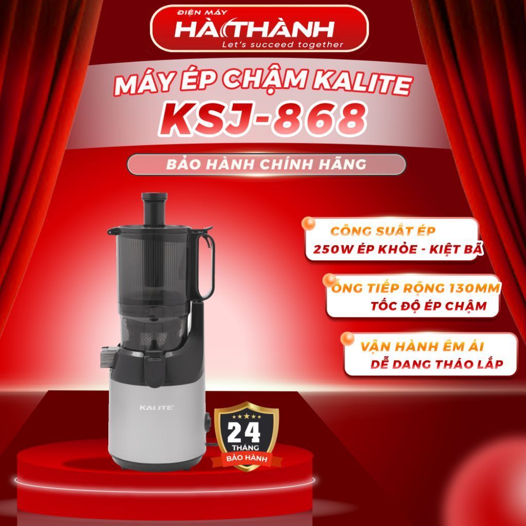 Máy Ép Chậm Kalite KSJ868, Công Suất 250w - Ống Tiếp 130mm, Hàng Chính Hãng