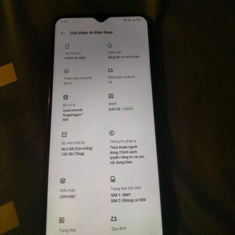Oppo a9 2020 ram 8GB