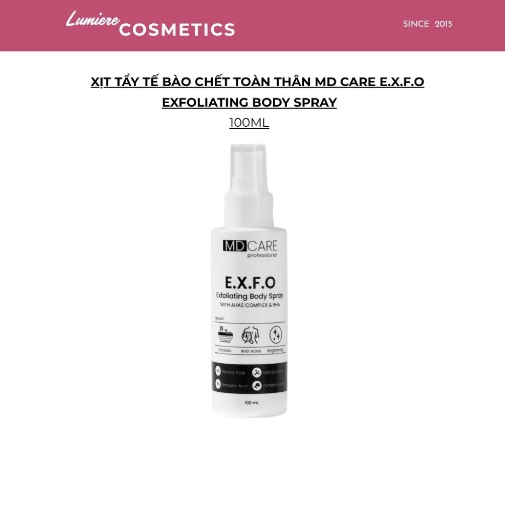 (Hàng cty) MD Care E.X.F.O Exfoliating Body Spray 100ml