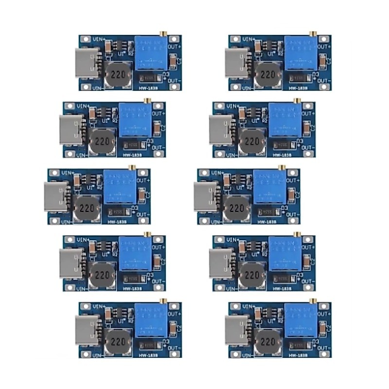 Bộ 10 Mô-đun Tăng Áp MT3608, Micro USB Type-C 2V-24V Lên 5V-28V 2A, Điều Chỉnh Điện Áp Bước Lên