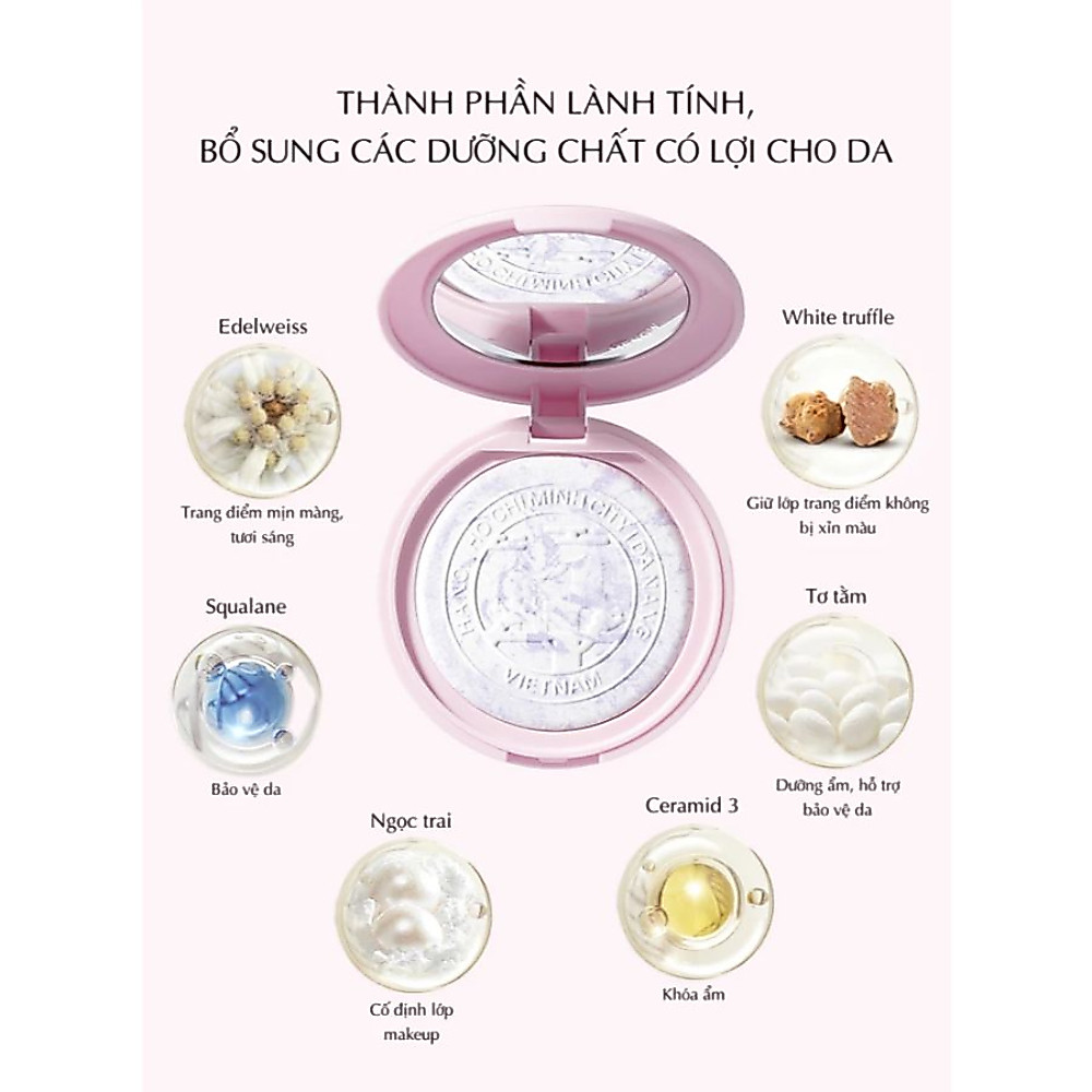 Ảnh 17 của Phấn phủ Menow dạng nén thủy tinh, bản Việt Nam đặc biệt, mỏng nhẹ tự nhiên