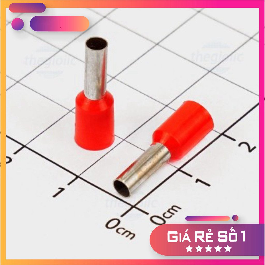 [50 Cái]- E4009 Cos Pin Rỗng Cỡ Dây 4mm2 Màu Đỏ Điện Tử Thường Tín